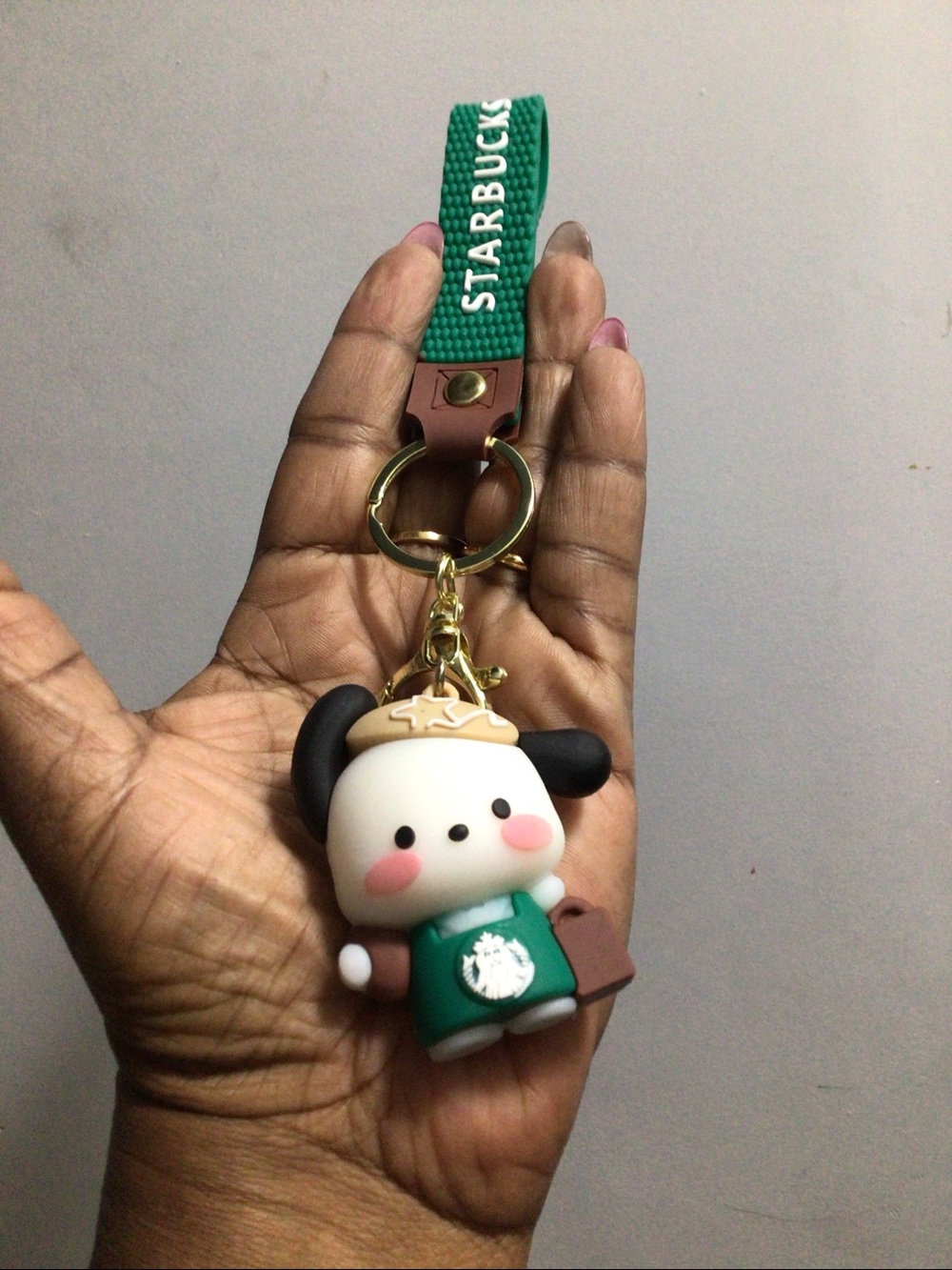 Starbucks green Keychain with cute puppy
